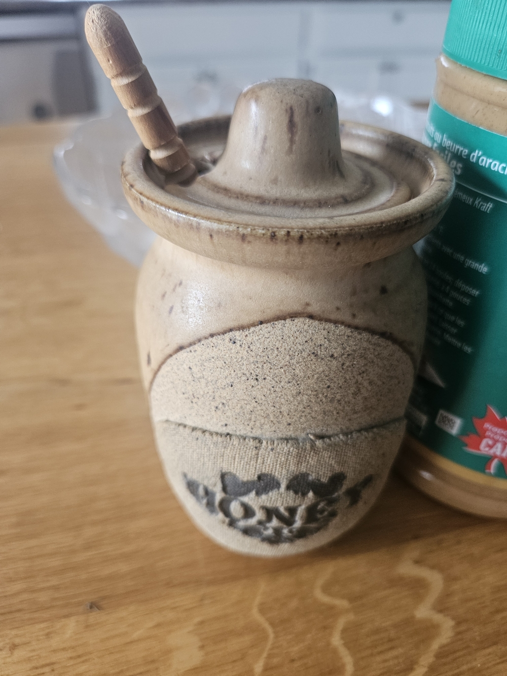 Handcrafted Vintage JBK Ceramic Honey Pot And Dipper